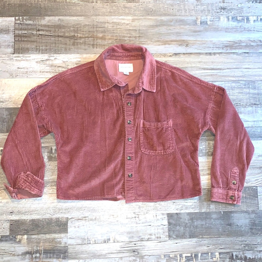 American Eagle XXS mauve corduroy shacket